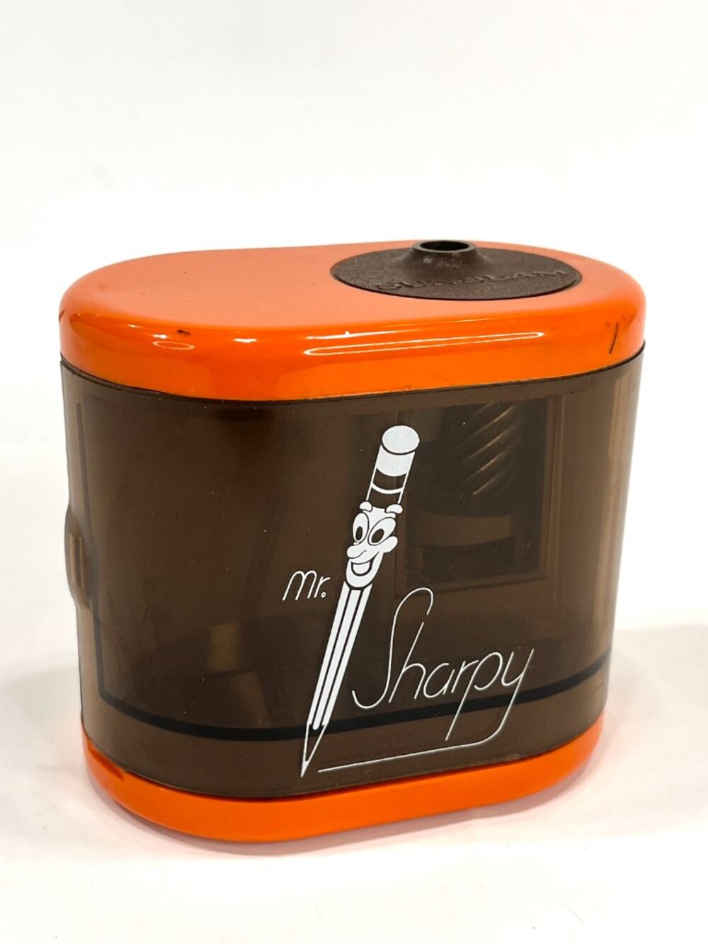Vintage Tested* SUNBEAM MR SHARPY Pencil Sharpener Orange Japan Battery Operated